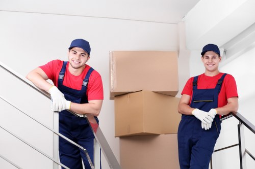 Office furniture and equipment prepared for a local commercial move