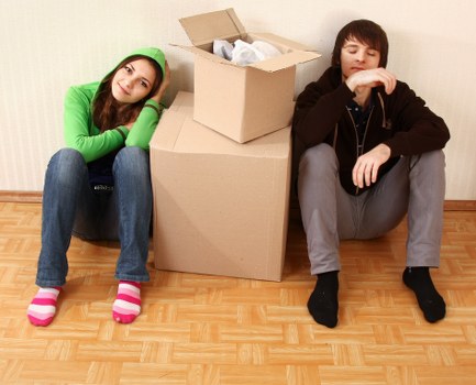 Packed boxes and furniture ready for transport during a New Addington move