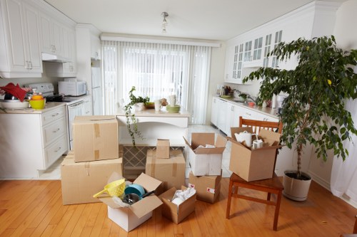 Commercial packing boxes and archive cartons ready for an office relocation