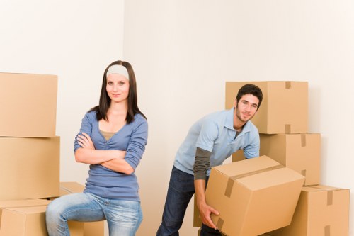 Packed boxes and furniture ready for local removals